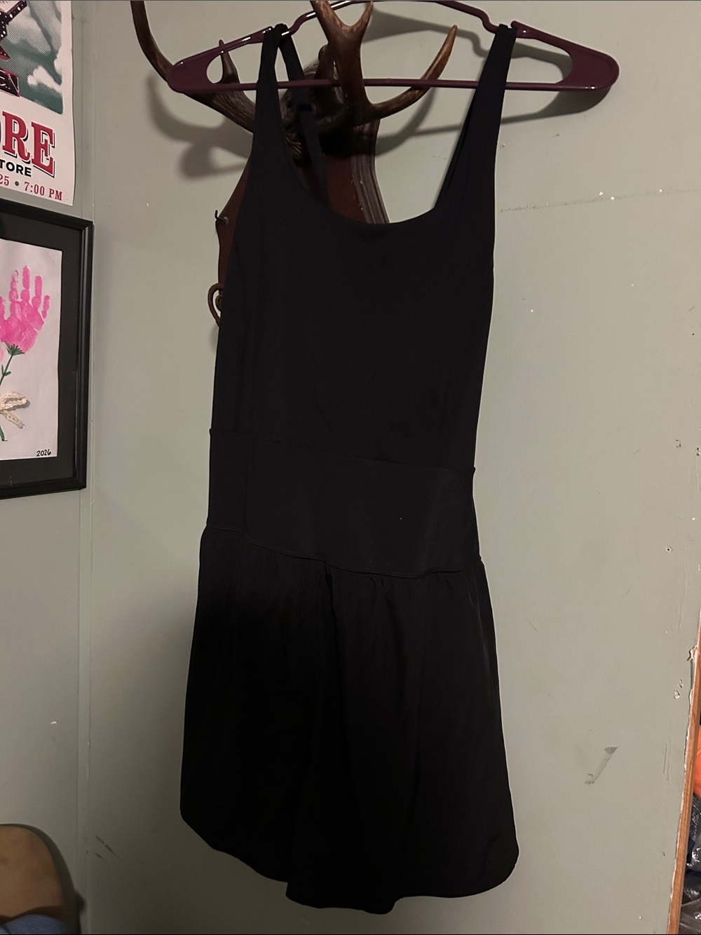 Avia Black Sleeveless Athletic Romper with bike shorts liner